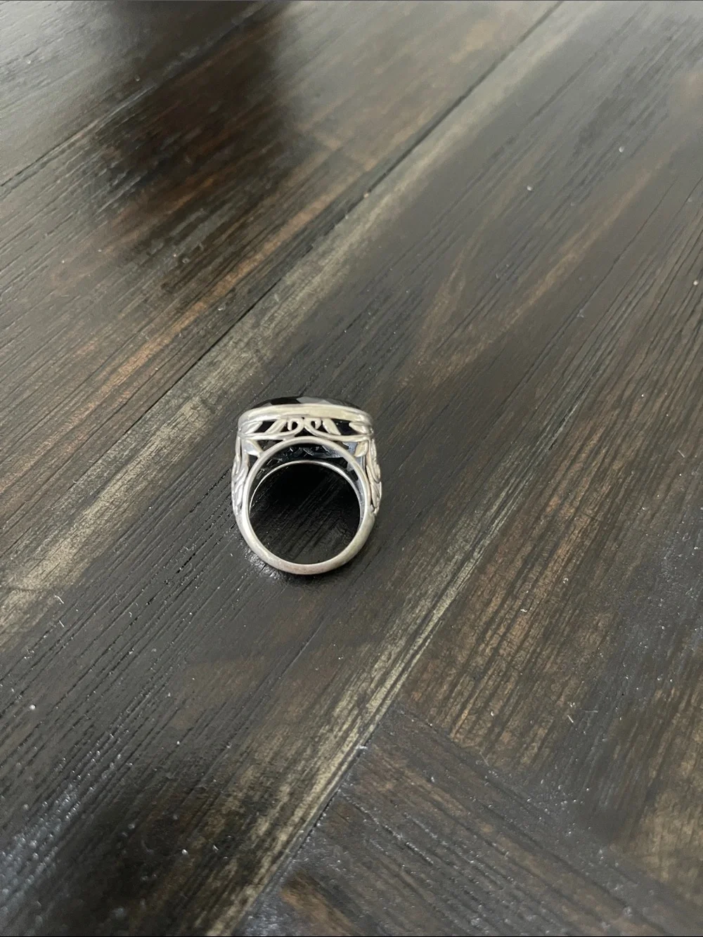 Silpada Black Chalcedony Silver  filigree Ring - Elegant Women's Statement Ring
